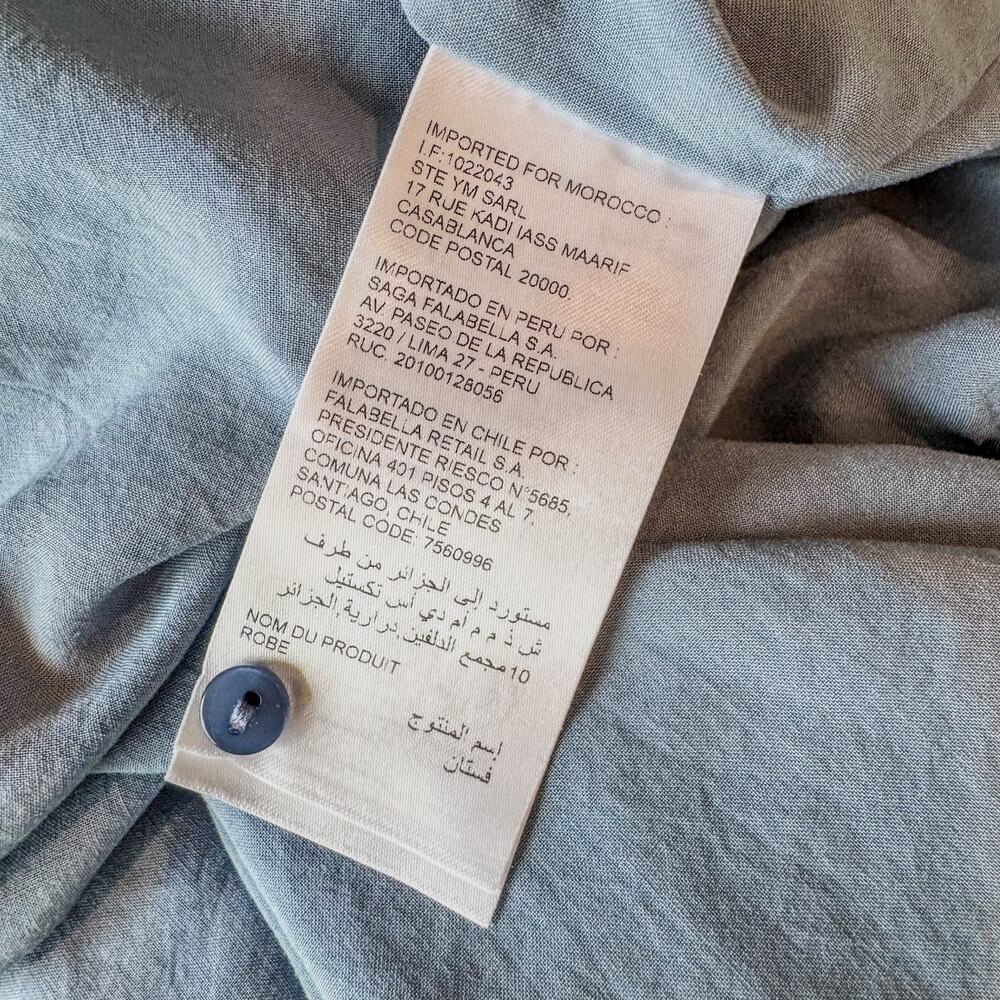 Maison 123 Paris, Blue/Grey Printed Macha Day Dress-Light Puff Sleeve-Size XS/34 - Picture 8 of 9